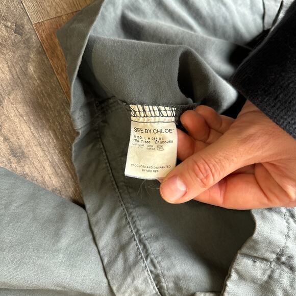 See By Chloe Paris Denim Jacket Women's Size 10 Green Boho Hippie Embroidered - Picture 6 of 11